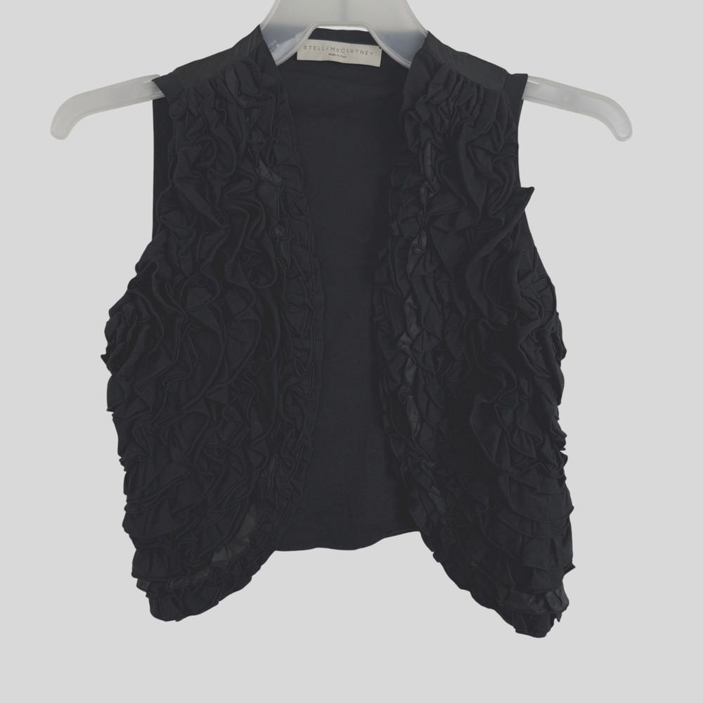 Stella McCartney Black Ruffle Vest Top 40 Made in Italy Avant Garde Runway Goth‎